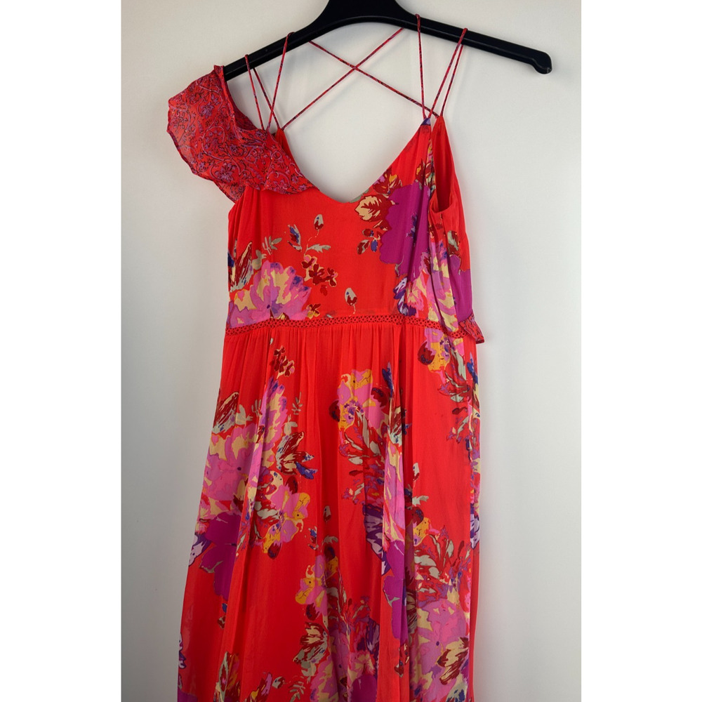 Maeve x Anthropologie Grecia Ruffle Dress Floral Red Handkerchief Hem Size 4 - Picture 9 of 13